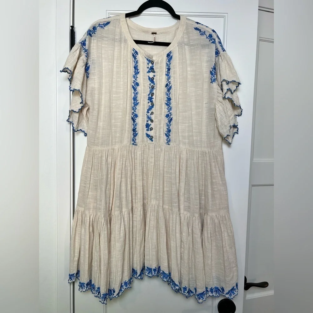 Free People Embroidered Oversized Boho Dress (Small)